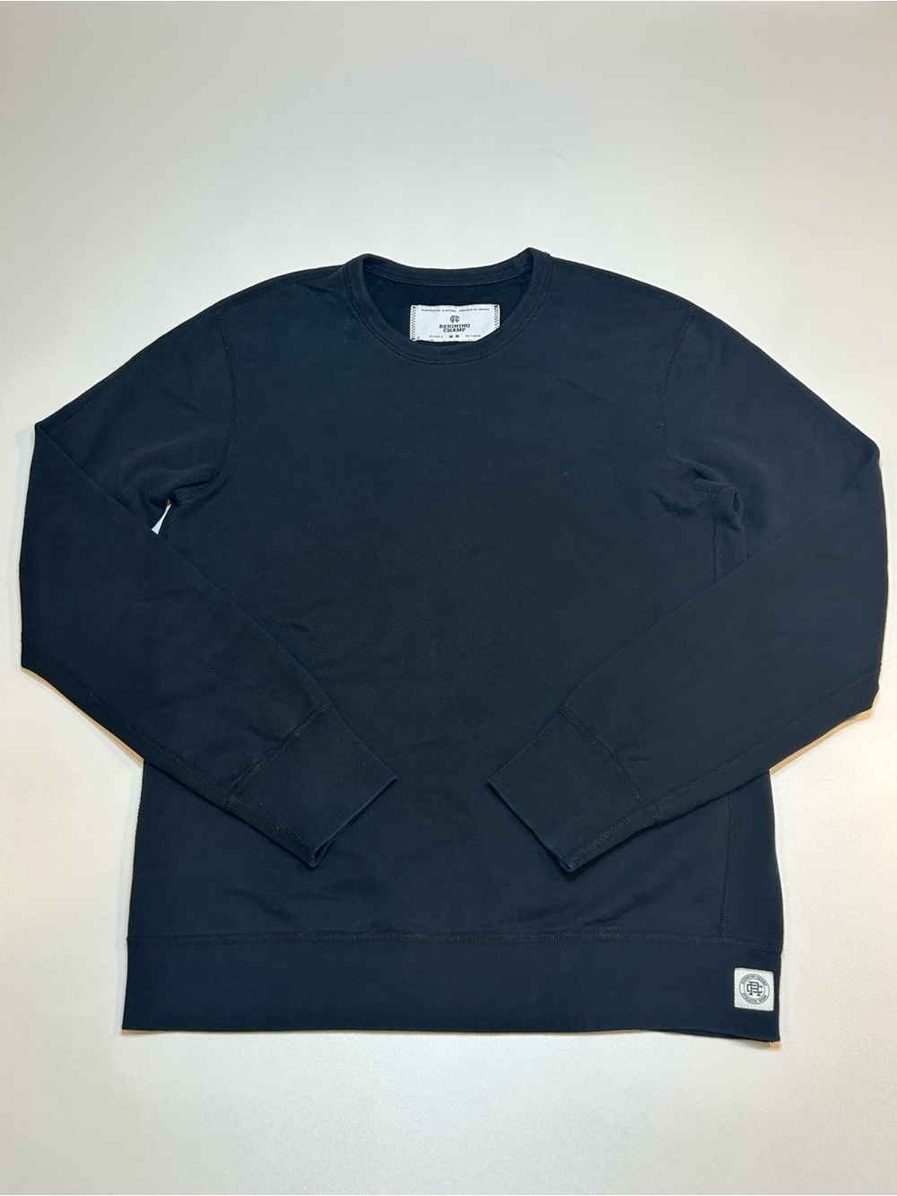 Reigning Champ Black Midweight Terry Crewneck Sweatshirt Classic Premium Navy